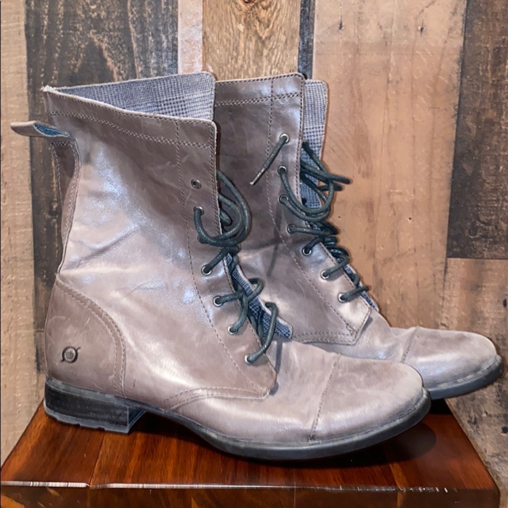 Born Gray lace up boots